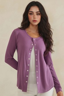 Pure Comfort LuxeAir Ribbed Long Sleeve Button Up Cardigan