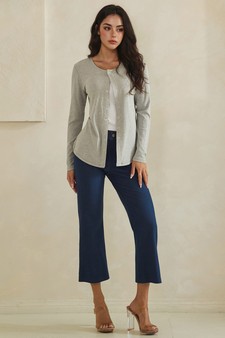 Pure Comfort LuxeAir Ribbed Long Sleeve Button Up Cardigan (XL only) style 5