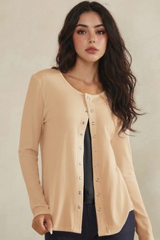 Pure Comfort LuxeAir Ribbed Long Sleeve Button Up Cardigan (XL only)