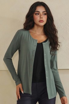 Pure Comfort LuxeAir Ribbed Long Sleeve Button Up Cardigan (XL only) style 4