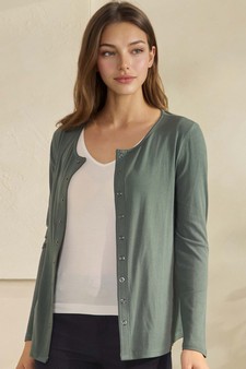 ETA 01/23/26 - Women's Pure Comfort LuxeAir Ribbed Long Sleeve Button Up Cardigan