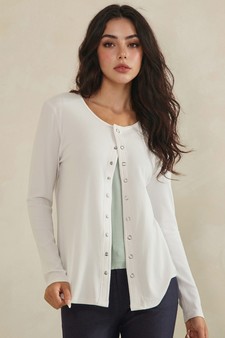 Pure Comfort LuxeAir Ribbed Long Sleeve Button Up Cardigan style 4