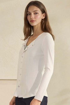 ETA 01/29/26 - Women's Pure Comfort LuxeAir Ribbed Long Sleeve Button Up Cardigan