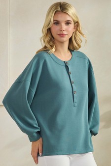 ETA 12/25/25 - Women's Sofie Soft Modal Henley Long Sleeve Top style 3