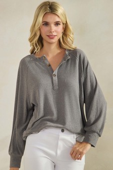 ETA 12/11/25 - Women's Soft Form Ribbed Henley Long Sleeve Top style 4