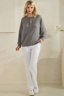 ETA 12/11/25 - Women's Soft Form Ribbed Henley Long Sleeve Top style 5