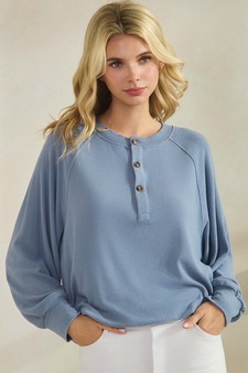 ETA 12/13/25 - Women's Soft Form Ribbed Henley Long Sleeve Top style 4