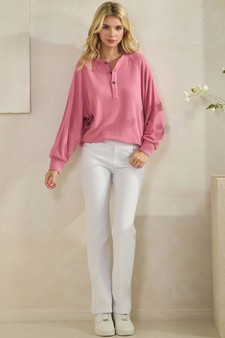 ETA 12/11/25 - Women's Soft Form Ribbed Henley Long Sleeve Top style 5