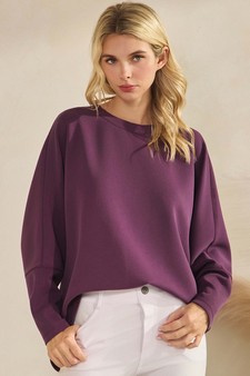 Women's Sofie Soft Relaxed Dolman Sleeve Crew Neck Top style 4
