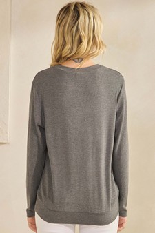 Women's Pure Comfort Loose Fit Ribbed Long Sleeve Top style 2