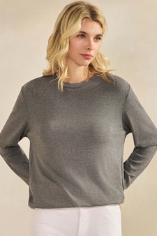 Women's Pure Comfort Loose Fit Ribbed Long Sleeve Top style 4