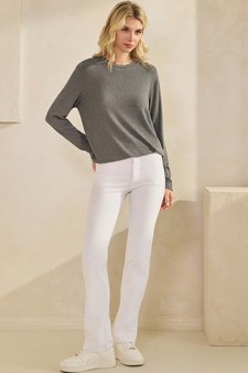 Women's Pure Comfort Loose Fit Ribbed Long Sleeve Top style 5