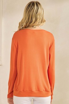 Women's Pure Comfort Loose Fit Ribbed Long Sleeve Top style 2