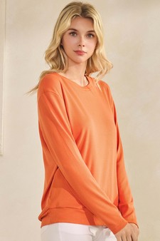 Women's Pure Comfort Loose Fit Ribbed Long Sleeve Top style 3