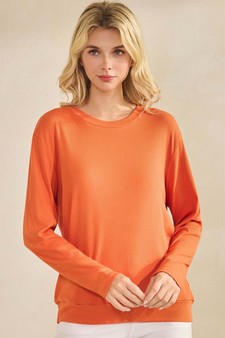 Women's Pure Comfort Loose Fit Ribbed Long Sleeve Top style 4