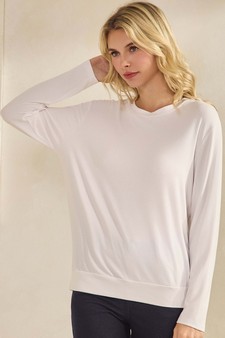 Women's Pure Comfort Loose Fit Ribbed Long Sleeve Top style 4