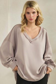 ETA 12/18/25 - Women's Soft Flow Fleece Loose Fit V-Neck Sweatshirt style 4