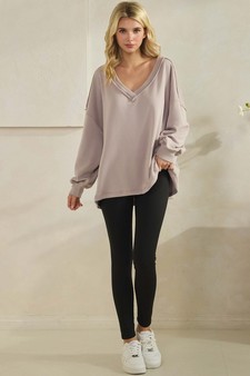 ETA 12/18/25 - Women's Soft Flow Fleece Loose Fit V-Neck Sweatshirt style 5