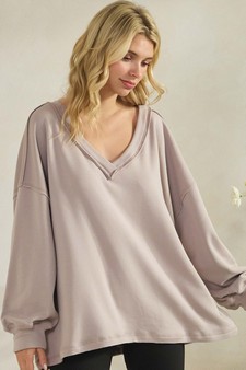 ETA 12/18/25 - Women's Soft Flow Fleece Loose Fit V-Neck Sweatshirt