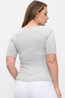 Women's Pure Comfort Modern Mid Sleeve Ribbed Fitted Top style 2