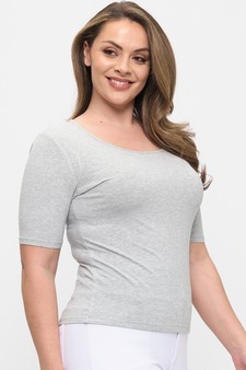 Women's Pure Comfort Modern Mid Sleeve Ribbed Fitted Top style 3