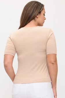 Women's Pure Comfort Modern Mid Sleeve Ribbed Fitted Top style 2