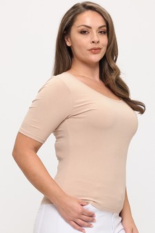Women's Pure Comfort Modern Mid Sleeve Ribbed Fitted Top style 3