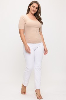 Women's Pure Comfort Modern Mid Sleeve Ribbed Fitted Top style 5