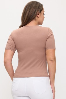 Women's Pure Comfort Modern Mid Sleeve Ribbed Fitted Top style 2