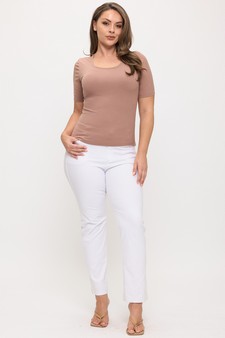 Women's Pure Comfort Modern Mid Sleeve Ribbed Fitted Top style 5