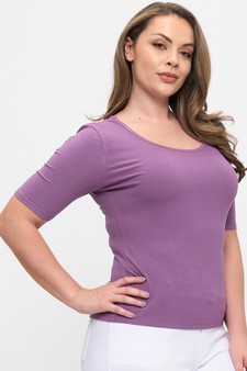 Women's Pure Comfort Modern Mid Sleeve Ribbed Fitted Top style 3
