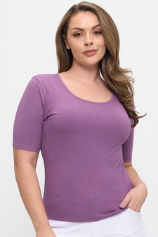 Women's Pure Comfort Modern Mid Sleeve Ribbed Fitted Top