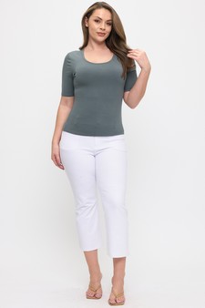 Women's Pure Comfort Modern Mid Sleeve Ribbed Fitted Top style 5