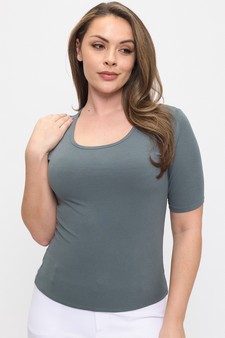 Women's Pure Comfort Modern Mid Sleeve Ribbed Fitted Top