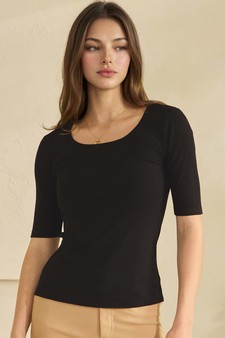 ETA 01/23/26 - Women's Pure Comfort Modern Mid Sleeve Ribbed Fitted Top style 4