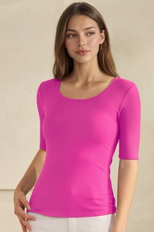 ETA 04/02/26 - Women's Pure Comfort Modern Mid Sleeve Ribbed Fitted Top