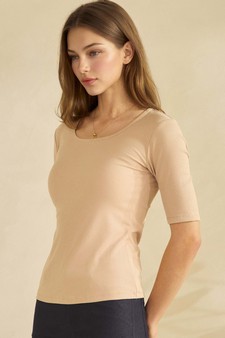 ETA 01/15/26 - Women's Pure Comfort Modern Mid Sleeve Ribbed Fitted Top style 3