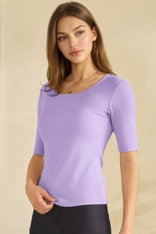 ETA 04/02/26 - Women's Pure Comfort Modern Mid Sleeve Ribbed Fitted Top style 3