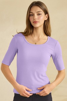 ETA 04/02/26 - Women's Pure Comfort Modern Mid Sleeve Ribbed Fitted Top style 4