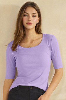 ETA 04/02/26 - Women's Pure Comfort Modern Mid Sleeve Ribbed Fitted Top