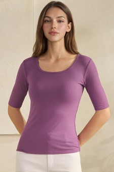 ETA 01/16/26 - Women's Pure Comfort Modern Mid Sleeve Ribbed Fitted Top style 4
