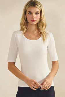 Women's Pure Comfort Modern Mid Sleeve Ribbed Fitted Top style 4