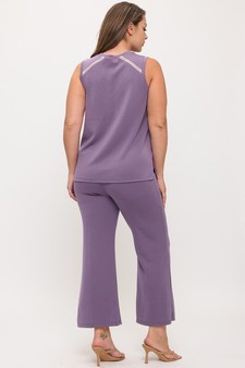 Lightweight Modal Scuba V-Neck Tank & Wide Leg Pant Set style 2