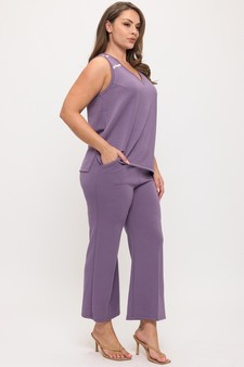 Lightweight Modal Scuba V-Neck Tank & Wide Leg Pant Set style 3