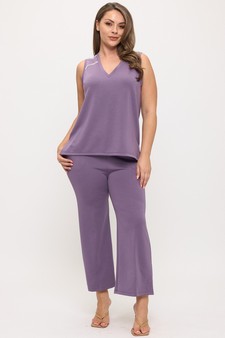 Lightweight Modal Scuba V-Neck Tank & Wide Leg Pant Set