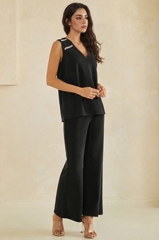 ETA 05/29/26 - Lightweight Modal Scuba V-Neck Tank & Wide Leg Pant Set style 3