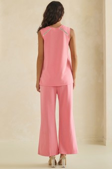 ETA 05/28/26 - Lightweight Modal Scuba V-Neck Tank & Wide Leg Pant Set style 2
