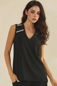 ETA 05/29/26 - Relaxed V-Neck Lightweight Modal Scuba Sleeveless Top