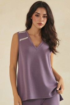 ETA 05/29/26 - Relaxed V-Neck Lightweight Modal Scuba Sleeveless Top