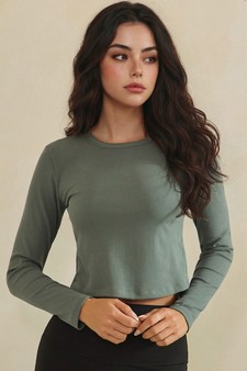 Pure Comfort Ribbed Long Sleeve Cropped Fitted Top style 4
